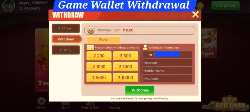 Teen Patti Salaar Game Wallet Withdrawal