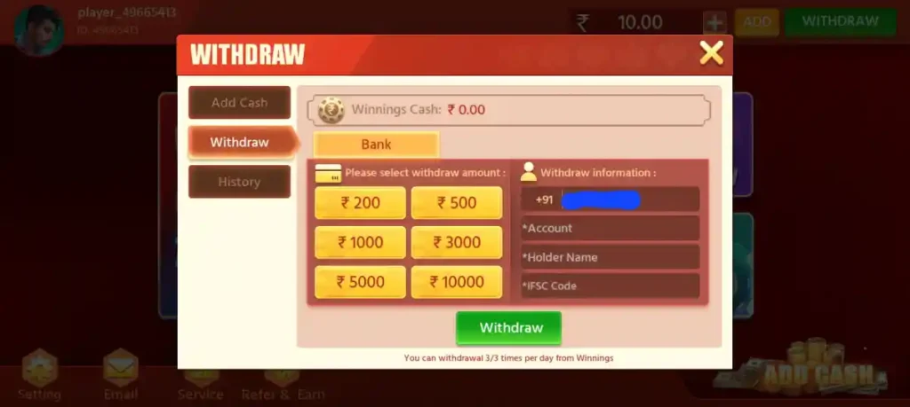 Withdraw Process On Teen Patti Zone APK