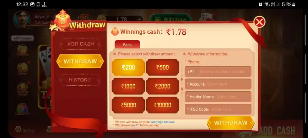 Withdrawal Process Of Teen Patti Marvel APK